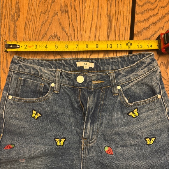 BP Straight Leg Jeans‎ Blue Playful Embroidery butterfly rainbow 90s Y2K Grunge - Picture 6 of 9